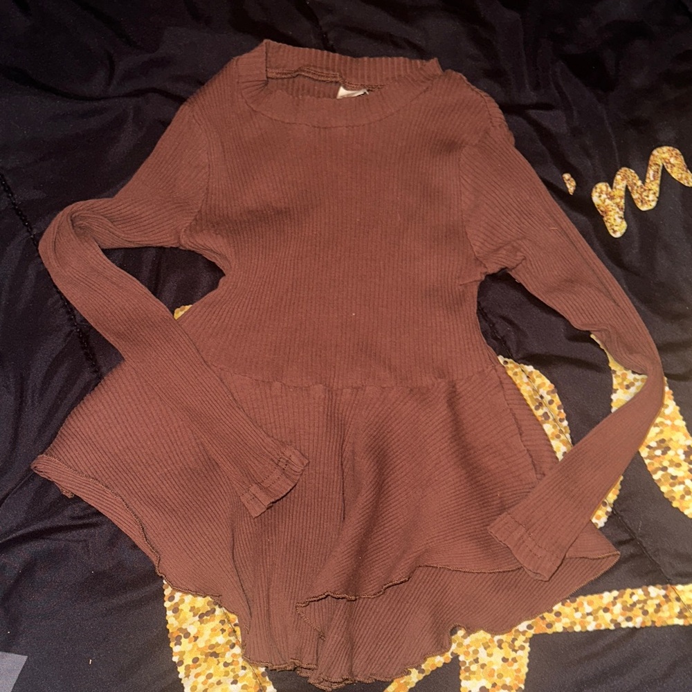 Brown Ribbed girls  Sweater